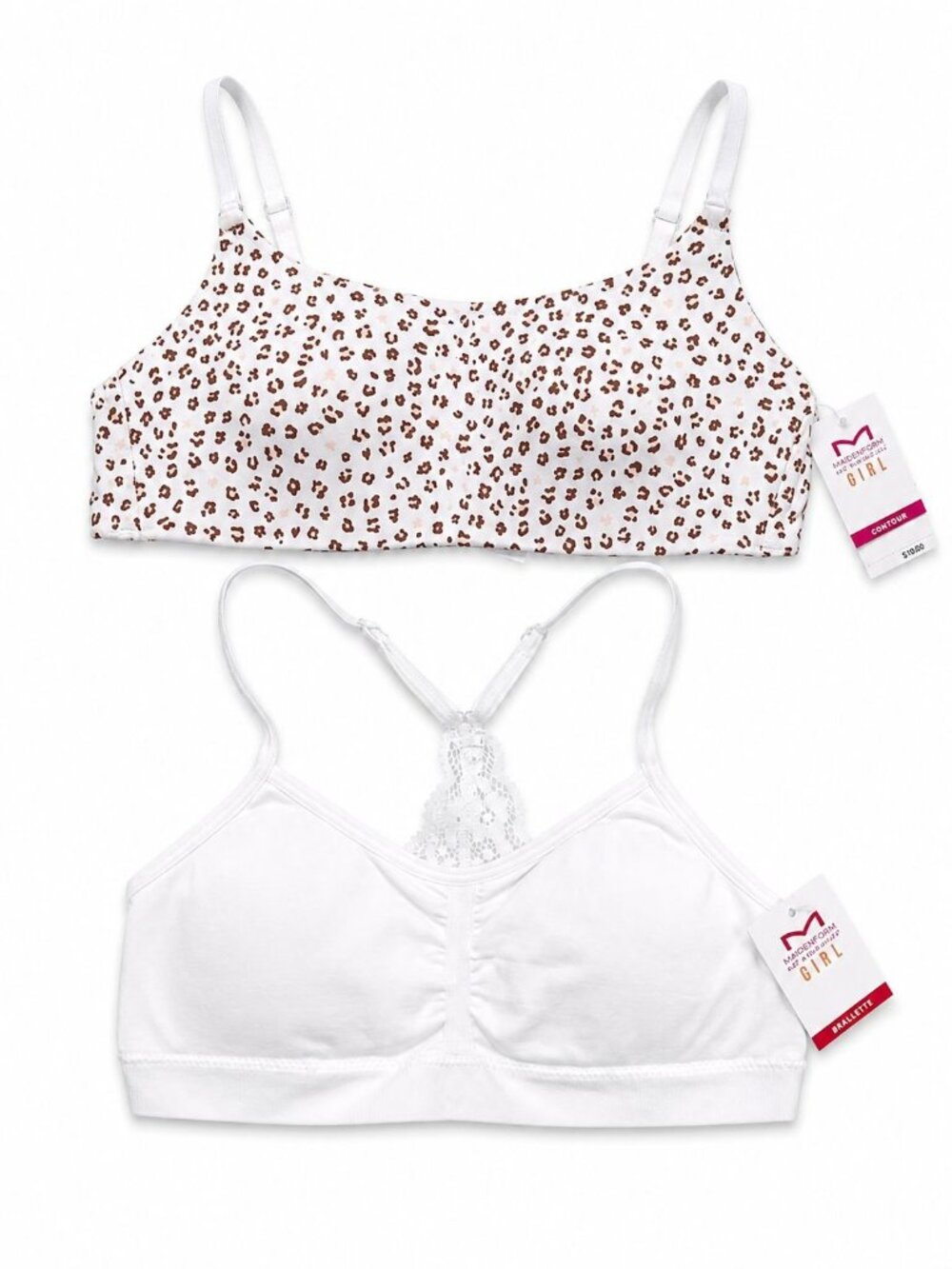 Maidenform Girl size 30A Contour White Cheetah print Bra/ White Bralette NEW